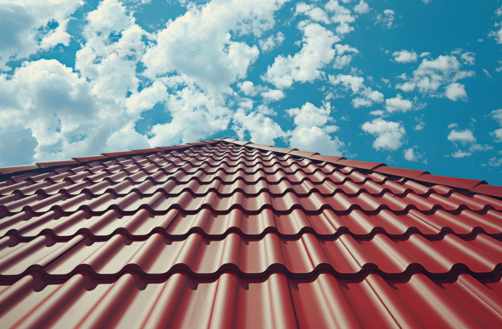 Toiture métallique rouge